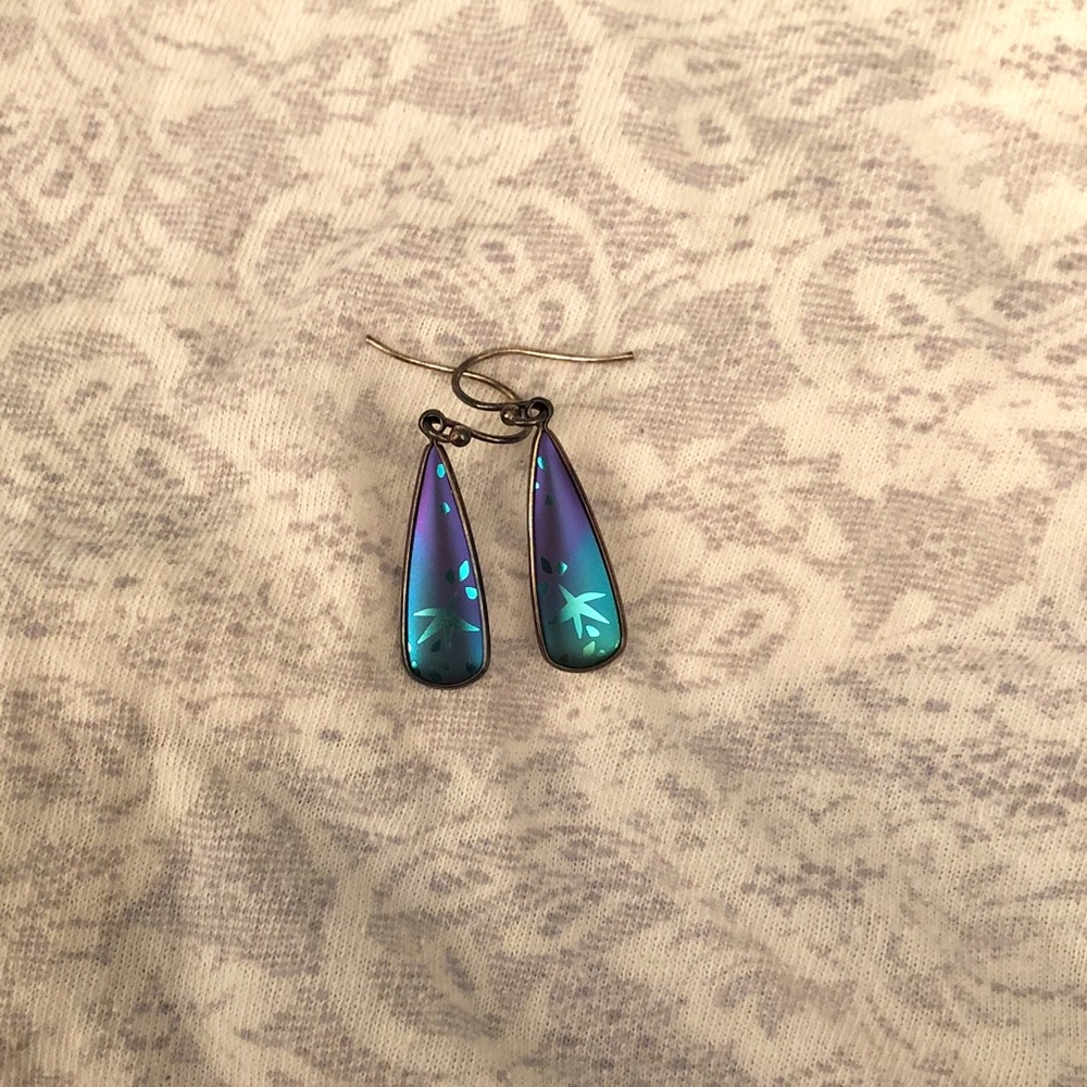 Delicate Handmade Duochrome Purple & Teal Earrings